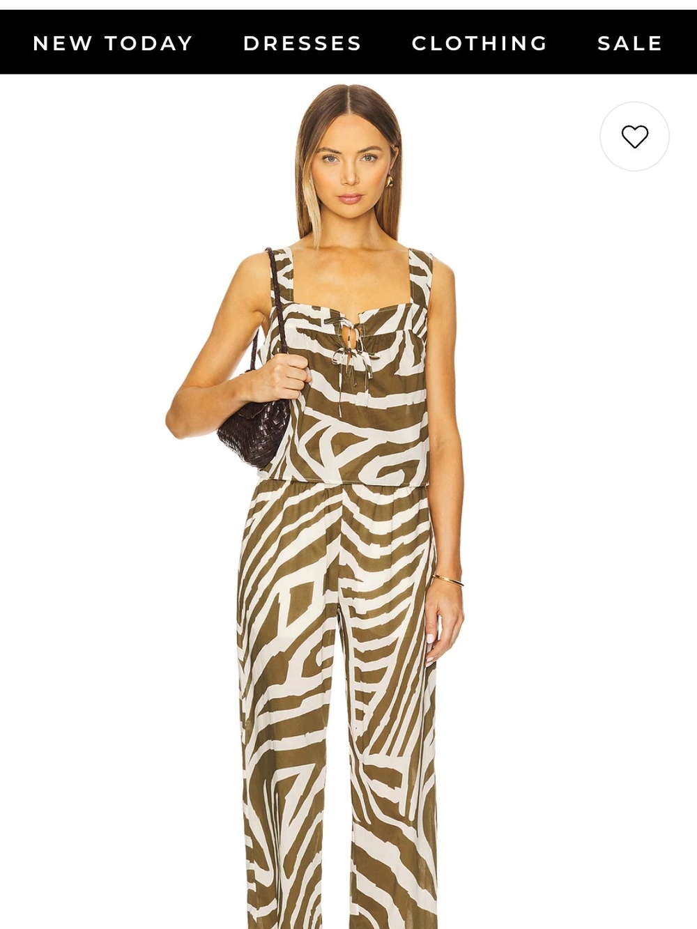 Olive Zebra Print Tie-Front Tank Top - Picture 3 of 3